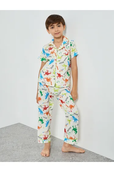 Boys All Over Print Shirt and Pyjama Set