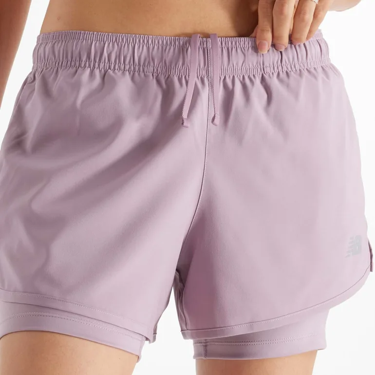 Women's New Balance Sport Essentials 2-in-1 Shorts in Purple - 4