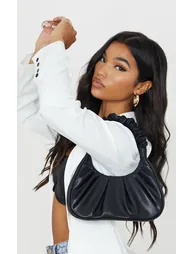 Black Ruched Handle Shoulder Bag