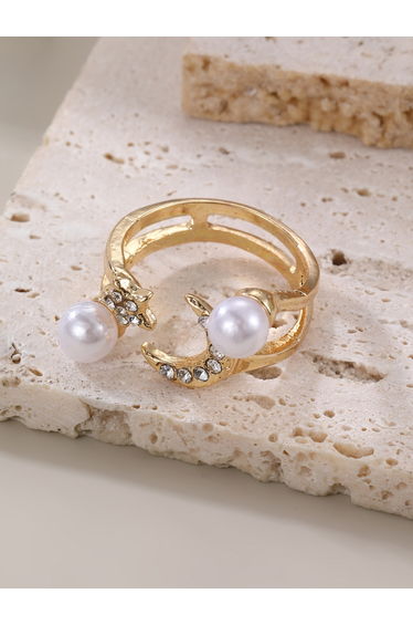 Rhinestone Faux Pearl Embellished Ring