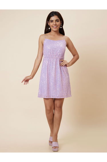 Lavender Embellished Strappy Mini Dress