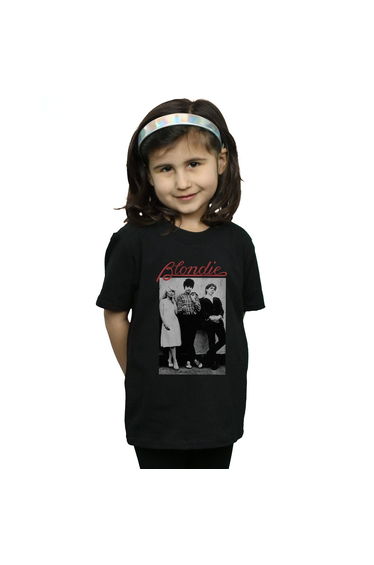 Blondie Girls Distressed Band Cotton T-Shirt - Black