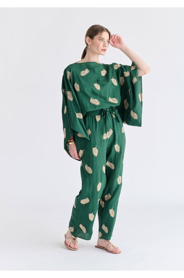 Leaf Embroidered Trousers