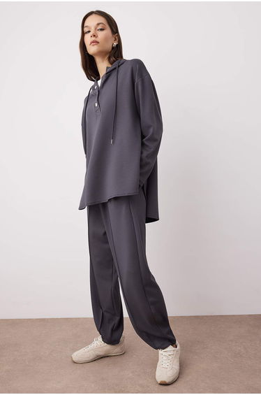 Anthracite Silky Interlock Soft Fabric Knitted Tracksuit