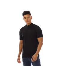 تيشيرت رجالي بياقة عالية لون أسود