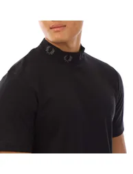 تيشيرت رجالي بياقة عالية لون أسود - 1