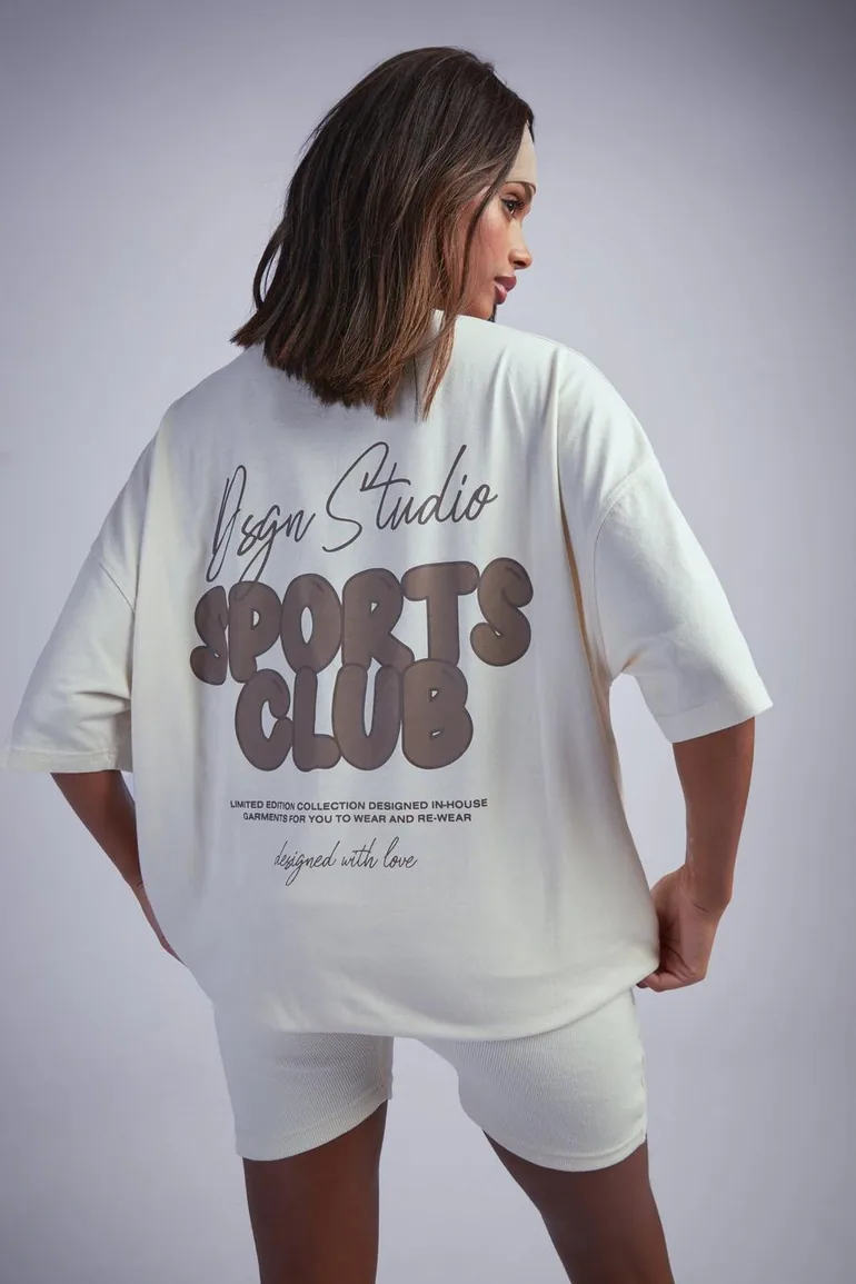 Dsgn Studio Sports Bubble Slogan Oversized T-shirt - 1