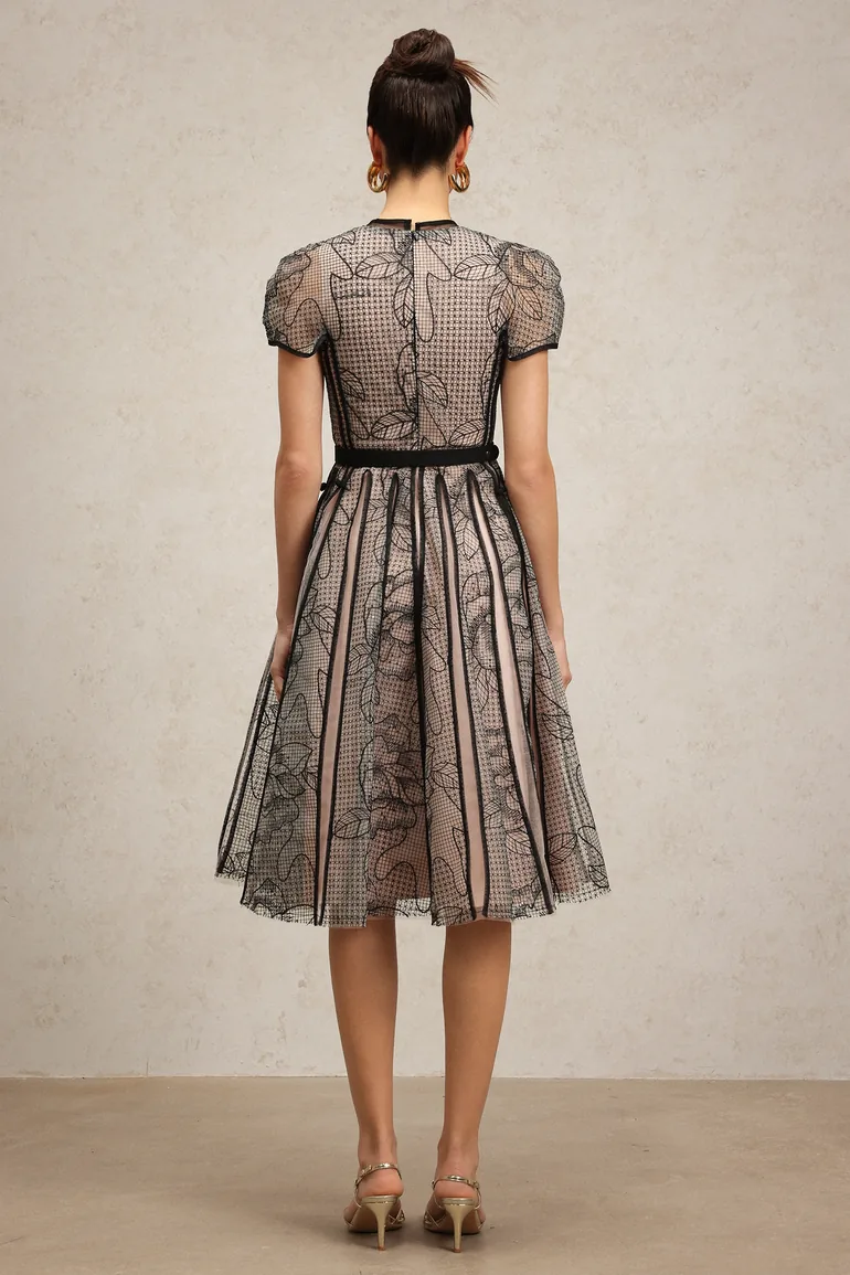 Lisiya Short Sleeves Jacquard Midi Dress - 6