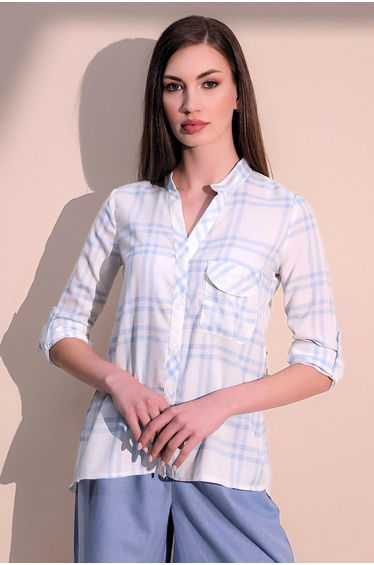 Blue Plaid Long Shirt