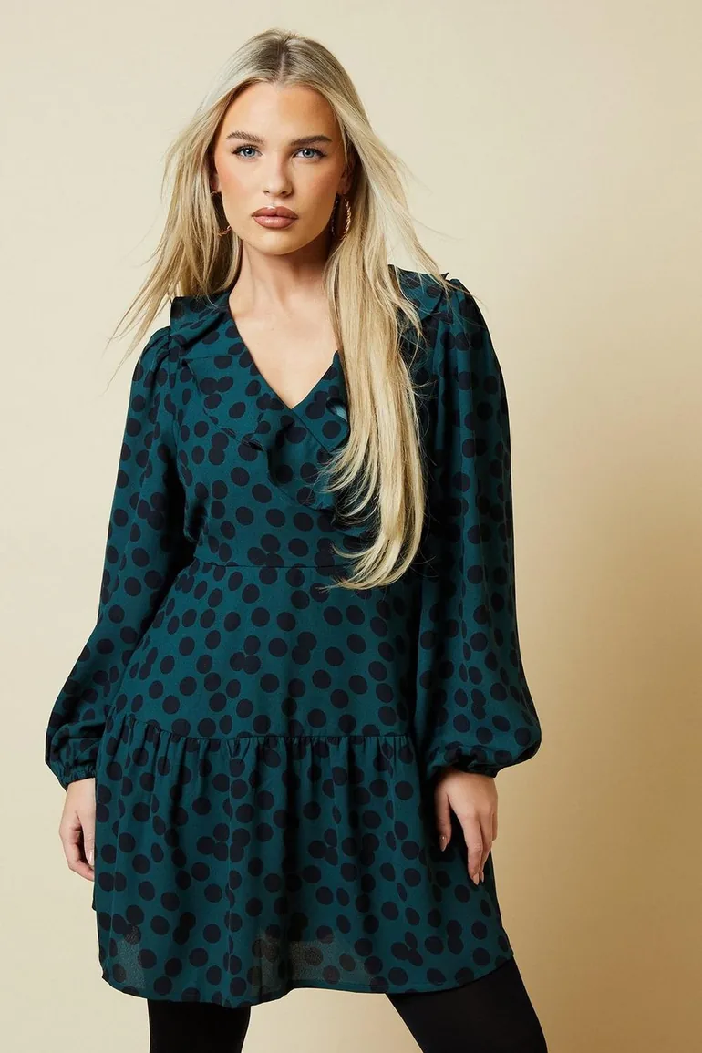 green spot wrap dress Yumi Green Spot Wrap Midi Tea Dress Yumi Multicolour : Day Dresses : VogaCloset Oman