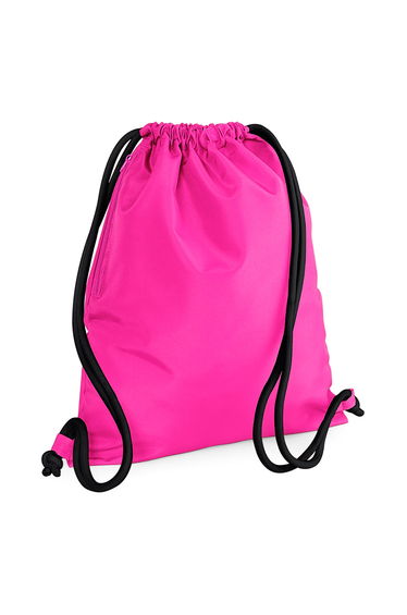 Bagbase Icon Drawstring Bag/Gymsac - Fuchsia/Black