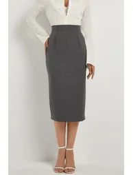 High Waist Midi Skirt - 1
