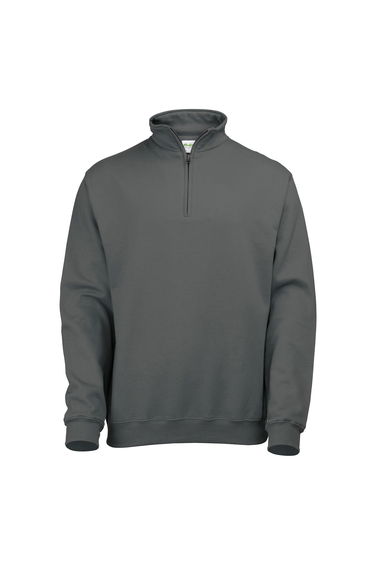 Awdis Mens Sophomore Cotton Zip Neck Sweatshirt - Charcoal