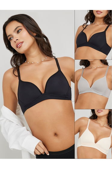 Pack of 3 - Padded Non Wired Burnout Strap T-Shirt Bra