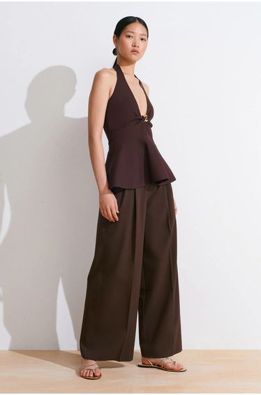 DILVIN Seamless Halter Peplum Blouse