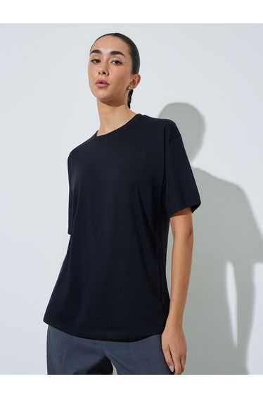 Black Oversized Round Neck T-Shirt