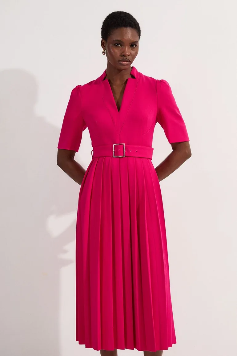 petite tailored structured crepe forever pleat midi dress Shop Petite Tailored Structured Crepe Forever Pleat Midi Dress Online in  Oman