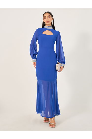 Embellished Long Sleeves Mermaid Maxi Dress