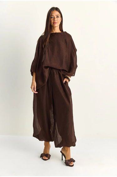 LUCCI High Waist Wide Leg Two-Piece Co-ord Set
