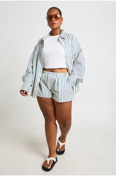 Plus Stripe Flippy Shorts - lemon