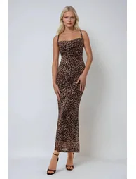 Leopard Print Bodycon Maxi Dress