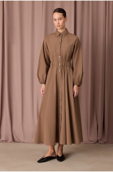 POPLIN DRESS WITH ELASTIC WAISTBAND