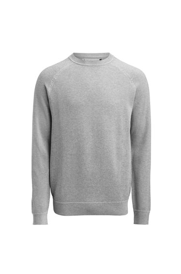 James Harvest Mens Ashland Knitted Raglan Sweatshirt - Grey Melange