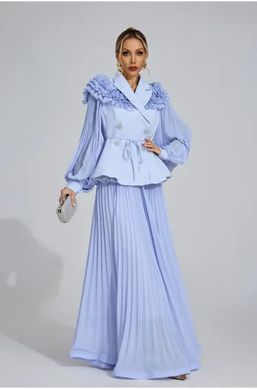 Tegan Light Blue Flounce Two-Piece Set