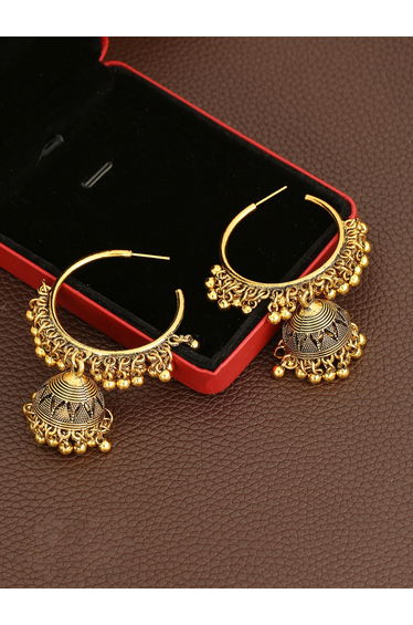 Texture Bell Shape Jhumka Hoop Earrings