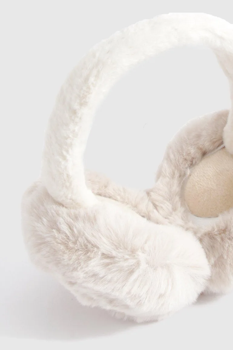 Faux Fur Soft Fluffy Ear Muffs - beige - 2