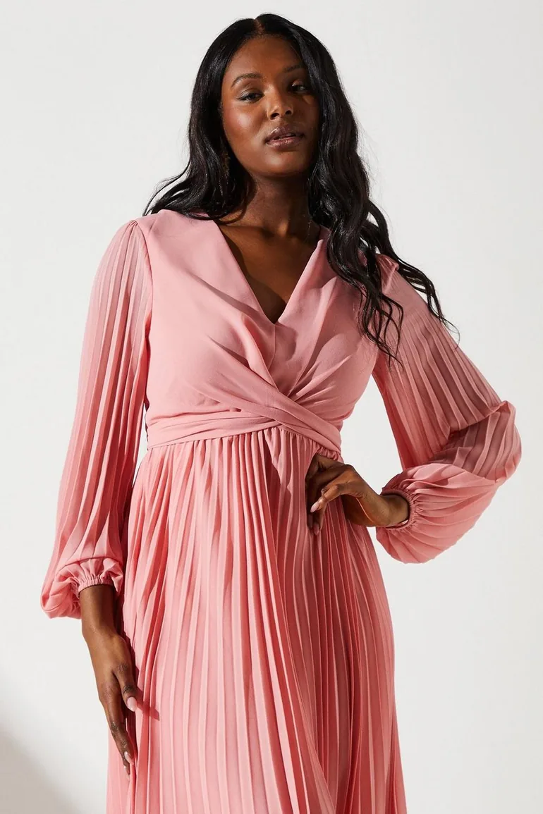 open lace back dress Flutter Sleeve Pleated Wrap Midi Dress for Women Mid-Calf Length  Anna-Kaci