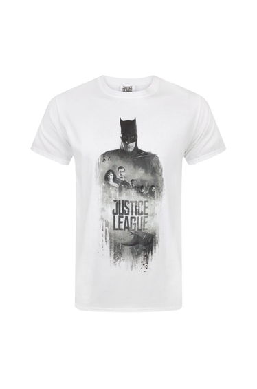 Justice League Mens Character Line Up T-Shirt - White