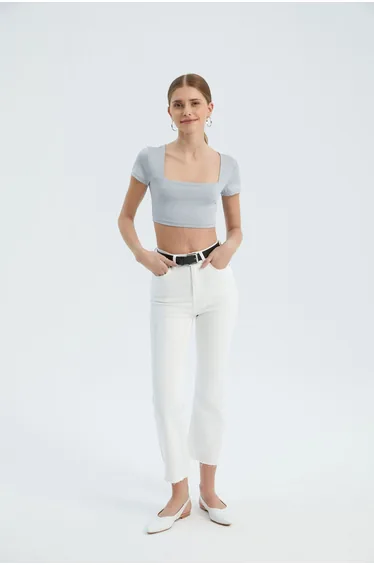 Square Neck Basic Crop Top