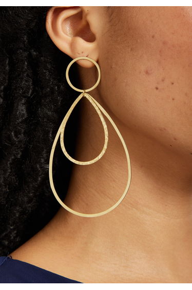 Gold Double Teardrop Statement Earrings