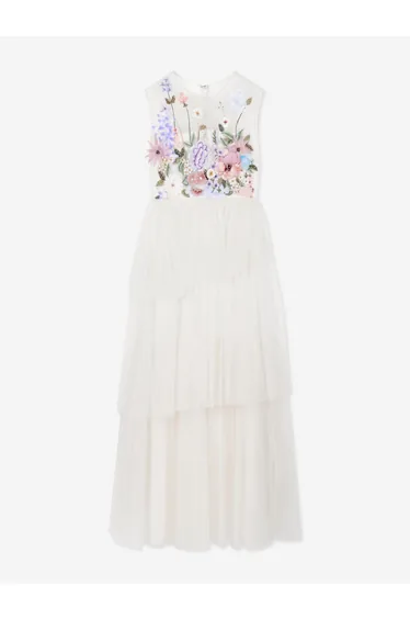 Maison Ava Girls Madeline Tulle Occasion Dress in Ivory