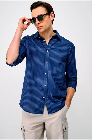 Newport Stripe Shirt Broadcloth Indigo