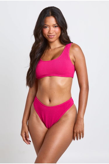Textured Scoop Bikini Top - pink