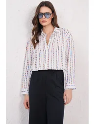 قميص  متعدد الالوان بأكمام طويلة - 4