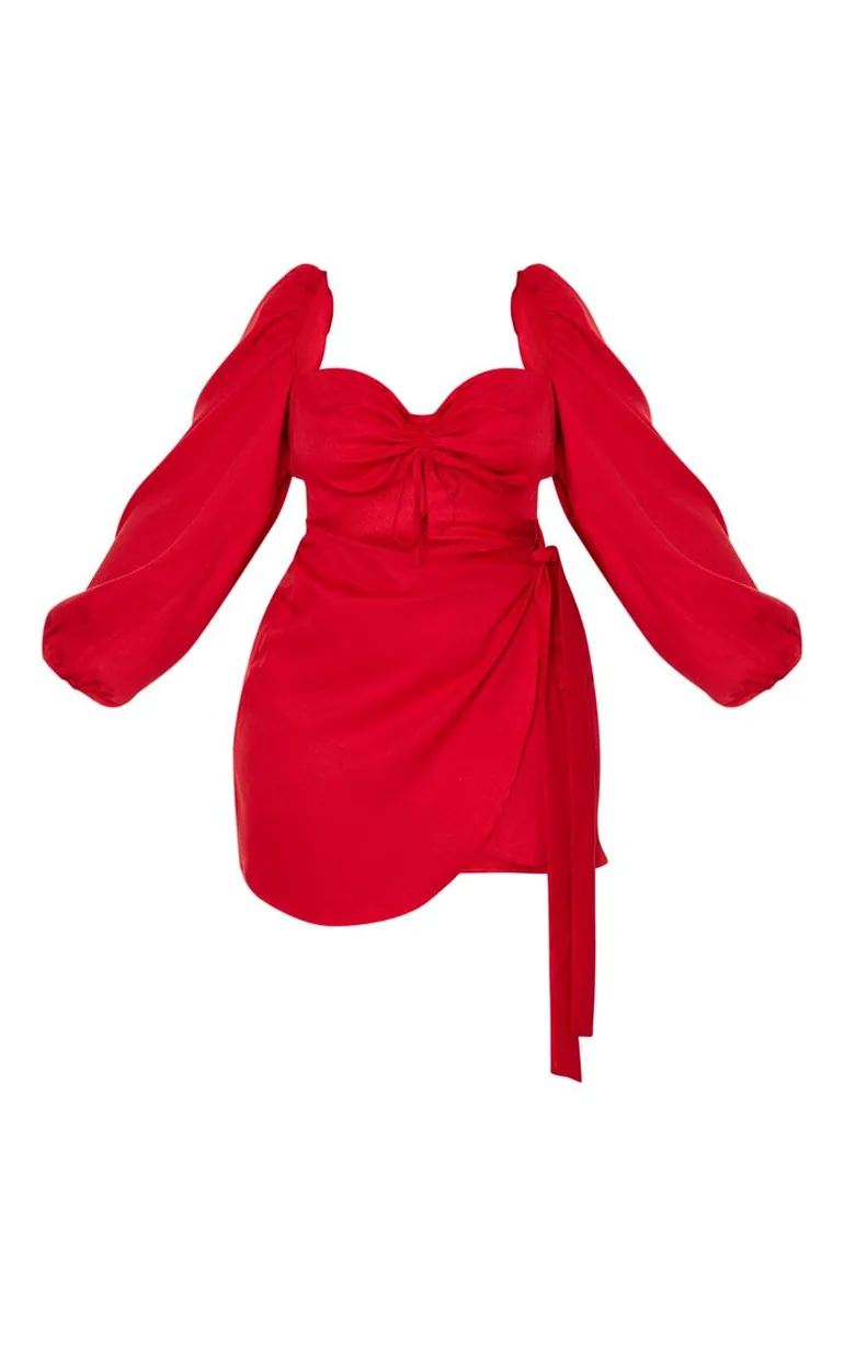 Plus Red  Ruched Cut Out Bodycon Dress - 3