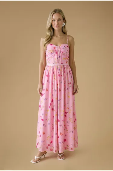 Wildflower Mesh Bandeau Maxi Dress