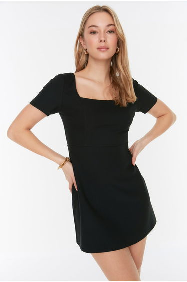 Black A-Line Mini Shift Dress