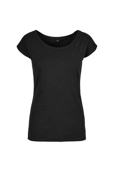 Womens/Ladies Wide Neck T-Shirt - Black