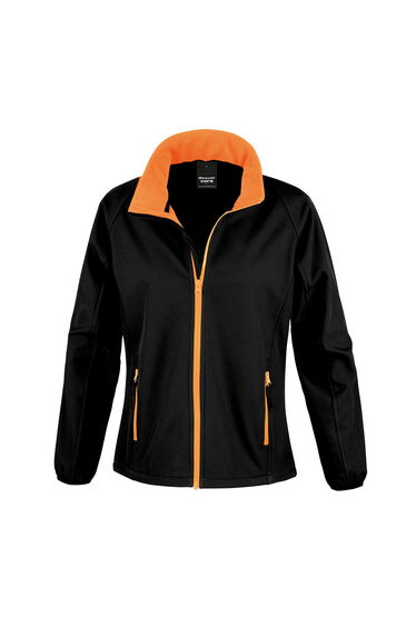 Result Core Womens/Ladies Soft Shell Jacket - Black/Orange