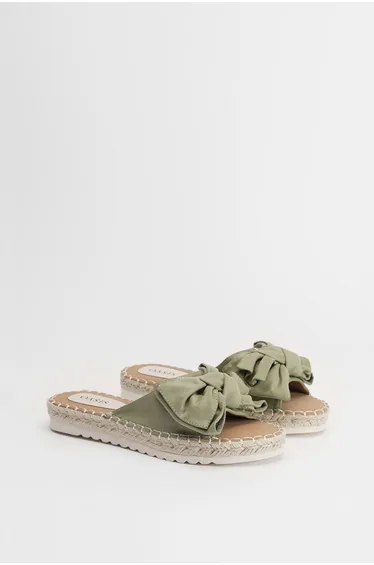 Beccy Faux Suede Bow Detail Slider Flat Sandals