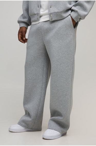 Plus Relaxed Fit Scuba Marl Trousers - grey marl