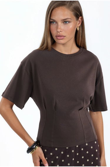 BUSEM Women’s Cotton Ribbed Crew Neck Blouse
