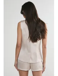 Satin Pleated Button Through Waistcoat - 3