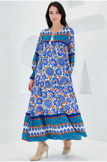 BDART Patterned Maxi Dress with Tie Closure