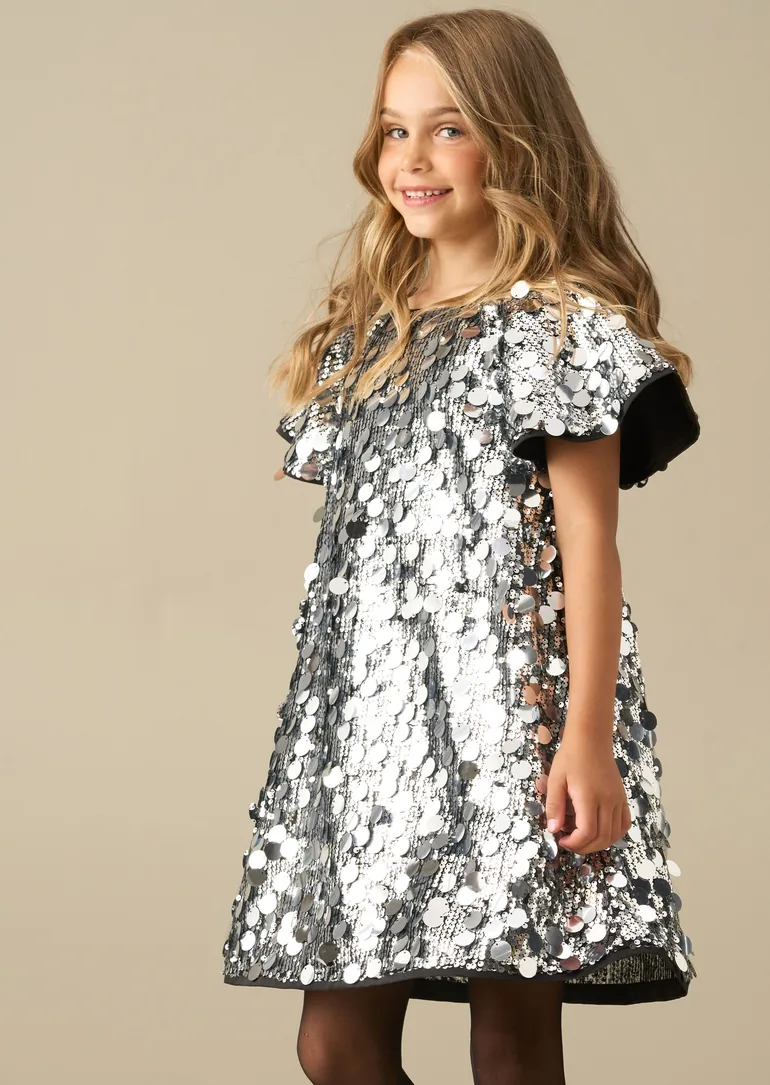 Leona Sequin Dress - Silver - 2