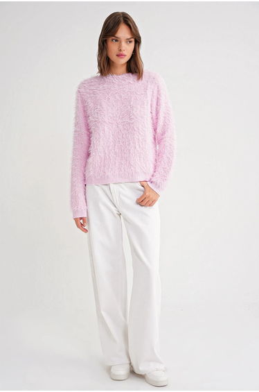 Mixray Soft Plush Textured Knit Sweater